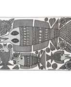 Catalogue des produits. Fishes, John KAUAGE, Acrylic on canvas, Papua New Guinea, 2013