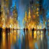Картина маслом мерцание ночного города Евгения Дувакина Toile sur le sous-châssis Acrylique et huile Art abstrait Paysage urbain Russie 2025 - photo 1