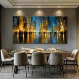 Картина маслом мерцание ночного города Евгения Дувакина Toile sur le sous-châssis Acrylique et huile Art abstrait Paysage urbain Russie 2025 - photo 2