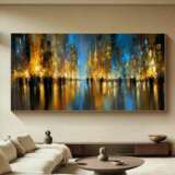 Картина маслом мерцание ночного города Евгения Дувакина Toile sur le sous-châssis Acrylique et huile Art abstrait Paysage urbain Russie 2025 - photo 3