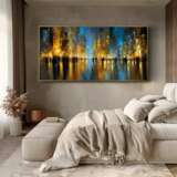 Картина маслом мерцание ночного города Евгения Дувакина Toile sur le sous-châssis Acrylique et huile Art abstrait Paysage urbain Russie 2025 - photo 4