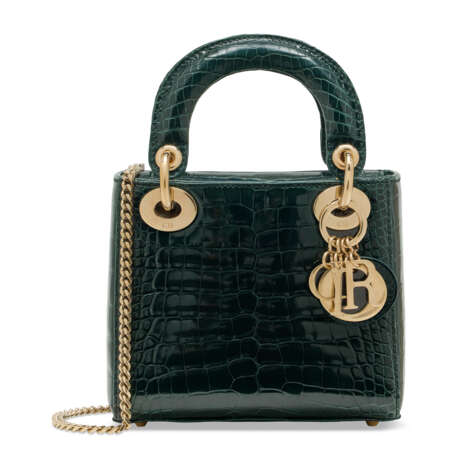 A SHINY FOREST GREEN ALLIGATOR MINI LADY DIOR WITH LIGHT GOLD HARDWARE - photo 1
