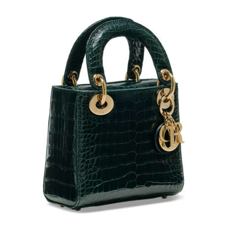 A SHINY FOREST GREEN ALLIGATOR MINI LADY DIOR WITH LIGHT GOLD HARDWARE - photo 2