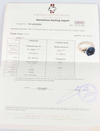 Bague en or avec diamants et spinelle synth&eacute;tique Or Other style 21th century - photo 3