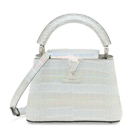 A SILVER AURORA ALLIGATOR MINI CAPUCINES WITH SILVER HARDWARE - Foto 1