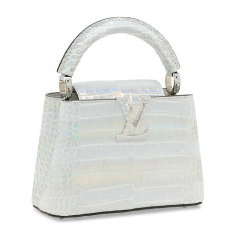 A SILVER AURORA ALLIGATOR MINI CAPUCINES WITH SILVER HARDWARE - Foto 2