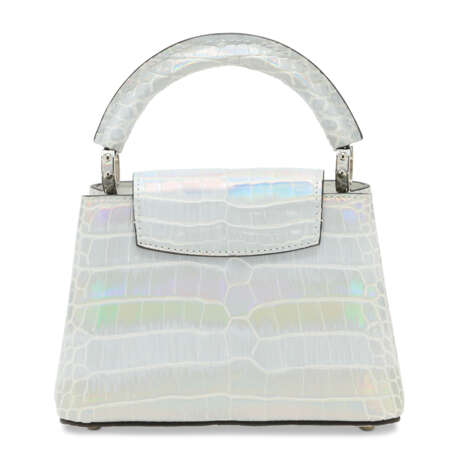 A SILVER AURORA ALLIGATOR MINI CAPUCINES WITH SILVER HARDWARE - Foto 3