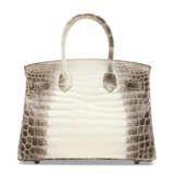 A RARE, MATTE WHITE HIMALAYA NILOTICUS CROCODILE BIRKIN 30 WITH PALLADIUM HARDWARE - Foto 3