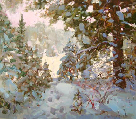 А за городом зима зима зима... Canvas Oil paint Realism Landscape painting 2019 - photo 1