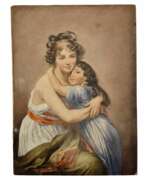 Aperçu. Porcelain painting of Madame Vig&eacute;e Le Brun and her daughter, 19th century