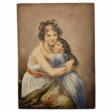 Porcelain painting of Madame Vig&eacute;e Le Brun and her daughter, 19th century - One click purchase
