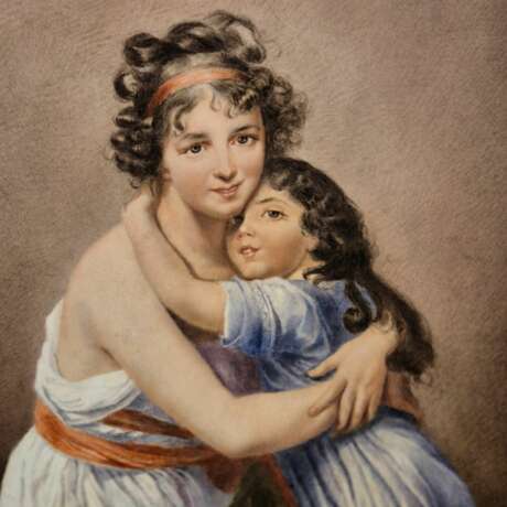 Porcelain painting of Madame Vig&eacute;e Le Brun and her daughter 19th century Napoleon III Late 19th century - photo 2