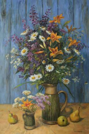 “Country bouquet” Canvas Oil paint Realist Still life 2019 - photo 1