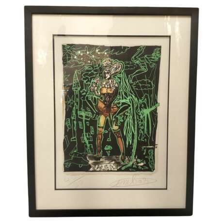 Lithograph by Robert Combas (1957-). Signed and Numbered 4390 21th century - photo 1