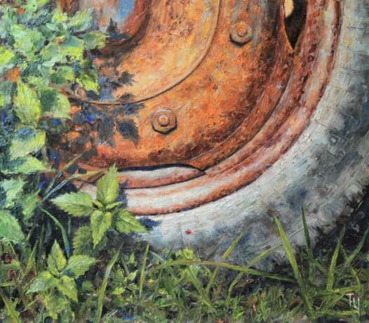 Колесо. Серия «Деревенская мозаика» Leinwand Ölfarbe Realismus Landschaftsmalerei 2019 - Foto 1