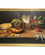 Aperçu. Large Still Life with Fish Oil-on-Canvas in Gilded Frame, 152cm x 112cm