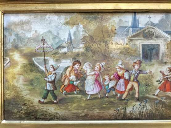 19th Century Porcelain Painting in Large Gilded Frame 19th century - photo 2