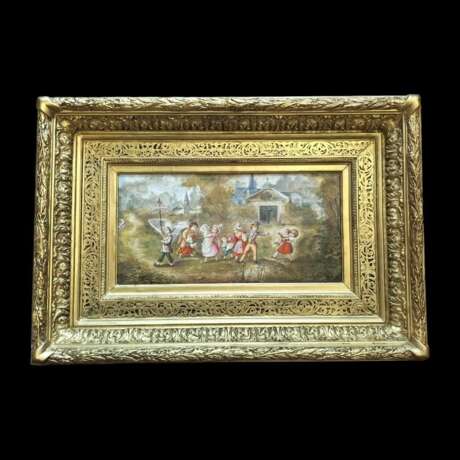 19th Century Porcelain Painting in Large Gilded Frame 19th century - photo 4