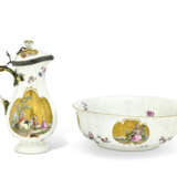 POT À EAU COUVERT ET SON BASSIN CIRCULAIRE EN PORCELAINE DE MEISSEN DU XVIIIE SIÈCLE - photo 3