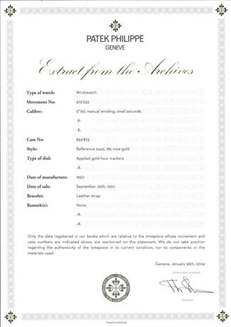 PATEK PHILIPPE, PINK GOLD RECTANGULAR WRISTWATCH, REF. 2442 - photo 6