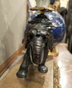 Overview. Unique Elephant Statue in Bronze with Coral, 20th Century