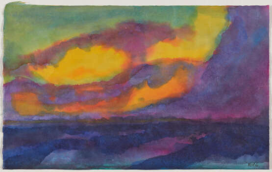 Emil Nolde. Meer (blau-violett mit orange-farbenen Wolken) - Foto 2