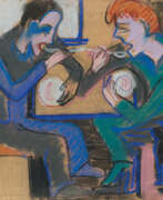 Ernst Ludwig Kirchner. Ernst Ludwig Kirchner. Zwei Essende und Katze (Mann und Frau, essend)