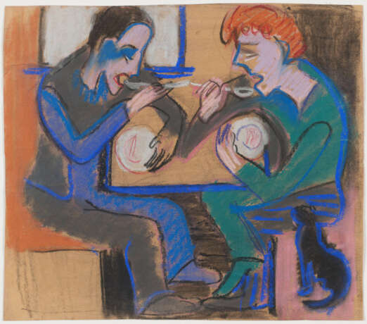 Ernst Ludwig Kirchner. Zwei Essende und Katze (Mann und Frau, essend) - Foto 2