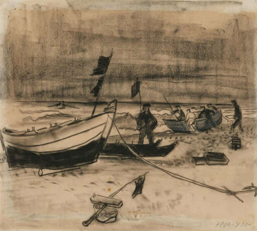 Hermann Max Pechstein. Fischerboote am Strand - photo 1 Hermann Max Pechstein. Fischerboote am Strand - photo 1