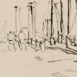 Hermann Max Pechstein. Fischer und Segelboot am Hafen (Nidden) - photo 1