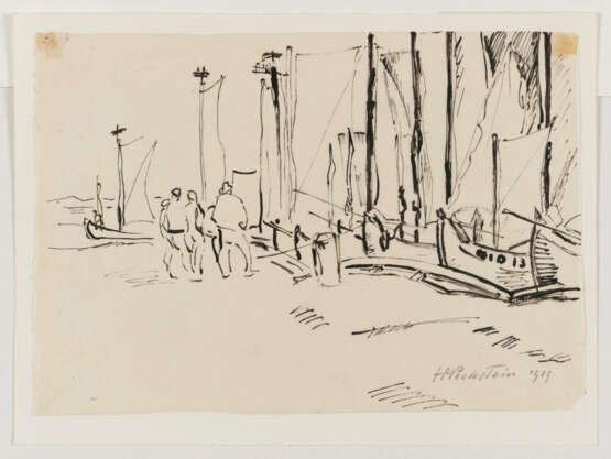 Hermann Max Pechstein. Fischer und Segelboot am Hafen (Nidden) - photo 2