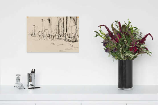 Hermann Max Pechstein. Fischer und Segelboot am Hafen (Nidden) - photo 4