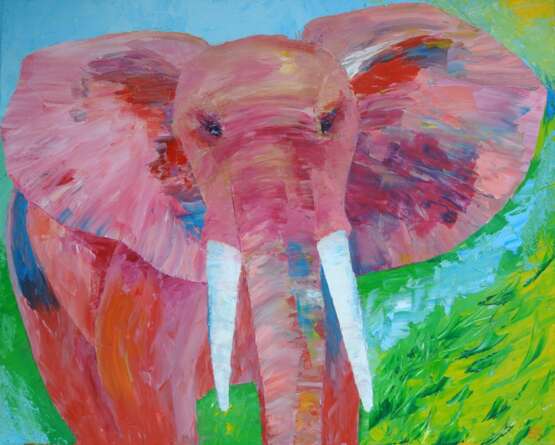 "Розовый Слон" Canvas Oil paint Animalistic 2019 - photo 1