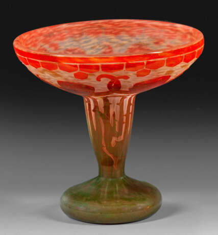 Art Déco-Fußschale mit Rosendekor von Le Verre Français - photo 1