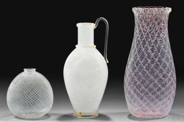Große "Zanfirico"- und zwei "Reticello"-Vasen