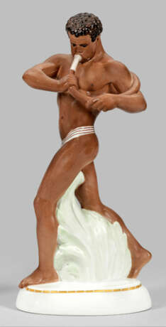 Seltene Jugendstil-Figur "Afrikaner mit Waldhorn" - photo 1