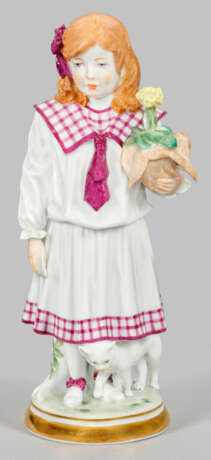 Seltene Jugendstil-Figur "Mädchen mit Katze" von Meissen - photo 1