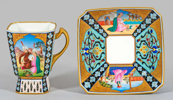 Prachtvolle Ziertasse mit orientalischen Szenen - Foto 1 Prachtvolle Ziertasse mit orientalischen Szenen - Foto 1
