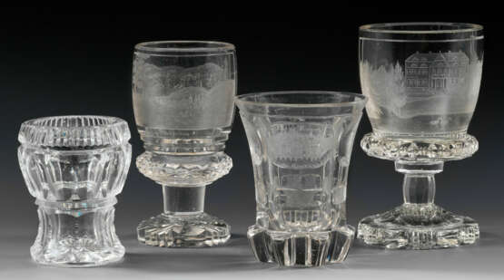 Drei Biedermeier Ansichten-Badegläser - Foto 1 Drei Biedermeier Ansichten-Badegläser - Foto 1