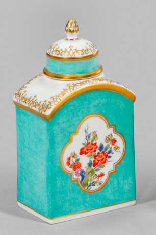 Teedose mit Kakiemondekor und seegrünem Fond - photo 1 Teedose mit Kakiemondekor und seegrünem Fond - photo 1