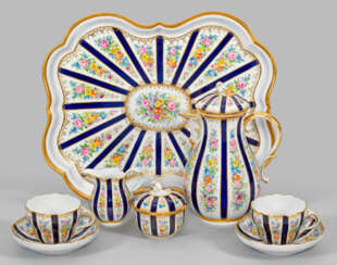 Prächtiges Meissen Kaffee-Dejeuner mit Blumendekor