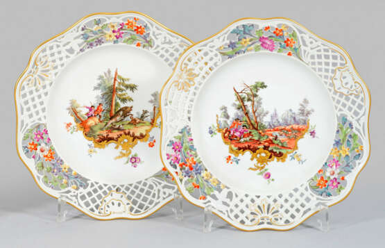 Paar Dessertteller mit Jagdmotiven - Foto 1