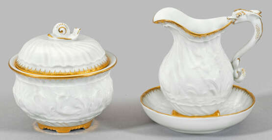 Zuckerdose und Sahnegießer mit Schwanenservice-Dekor - фото 1