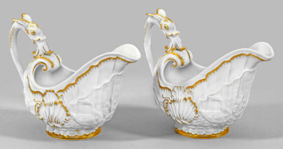 Paar Saucieren mit Schwanenservice-Dekor - photo 1