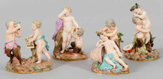Folge von vier Meissen Satyrgruppen - photo 1 Folge von vier Meissen Satyrgruppen - photo 1