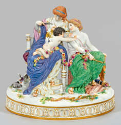 Große klassizistische Meissen Figurengruppe "Amor in Nöten".