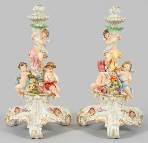 Paar seltene Prunk-Tafelleuchter von Meissen - photo 1