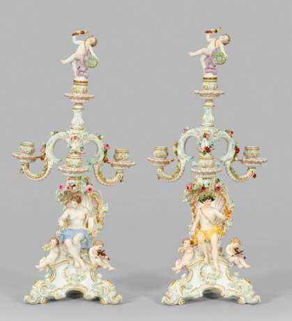 Großes seltenes Paar figürlicher Prunkgirandolen von Meissen - photo 1