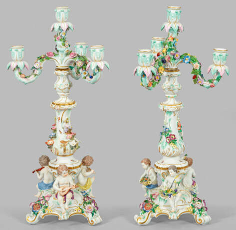 Paar Prunkgirandolen mit musizierenden Putten und - photo 1