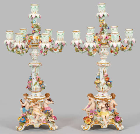 Paar Prunkgirandolen mit musizierenden Putten - фото 1